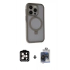 MARSİLYAN™- iPhone 15 Pro Max Kılıf Ahenk Yansıma Özel Seri - Siyah Vanessa Magic Cam + PVD Metal Kamera Lens - TU