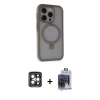 MARSİLYAN™- iPhone 15 Pro Max Kılıf Ahenk Yansıma Özel Seri - Siyah Vanessa Magic Cam + PVD Metal Kamera Lens - GI
