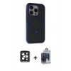 MARSİLYAN™- iPhone 15 Pro Max Kılıf Ahenk Yansıma Özel Seri - Siyah Vanessa Magic Cam + PVD Metal Kamera Lens - SH