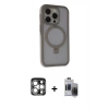MARSİLYAN™- iPhone 15 Pro Max Kılıf Ahenk Yansıma Özel Seri - Siyah Vanessa Magic Hayalet Cam + PVD Metal Kamera Lens - GS
