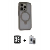 MARSİLYAN™- iPhone 15 Pro Max Kılıf Ahenk Yansıma Özel Seri - Siyah Vanessa Magic Hayalet Cam + PVD Metal Kamera Lens - SH
