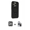MARSİLYAN™- iPhone 15 Pro Max Kılıf Ahenk Yansıma Özel Seri - Siyah Vanessa Magic Hayalet Cam + PVD Metal Kamera Lens - SH