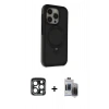 MARSİLYAN™- iPhone 15 Pro Max Kılıf Ahenk Yansıma Özel Seri - Siyah Vanessa Magic Hayalet Cam + PVD Metal Kamera Lens - LT
