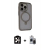 MARSİLYAN™- iPhone 15 Pro Max Kılıf Ahenk Yansıma Özel Seri - Siyah Vanessa Magic Hayalet Cam + PVD Metal Kamera Lens - TU