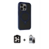 MARSİLYAN™- iPhone 15 Pro Max Kılıf Ahenk Yansıma Özel Seri - Siyah Vanessa Magic Hayalet Cam + PVD Metal Kamera Lens - TU