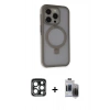 MARSİLYAN™- iPhone 15 Pro Max Kılıf Ahenk Yansıma Özel Seri - Siyah Vanessa Magic Hayalet Cam + PVD Metal Kamera Lens - LT