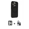 MARSİLYAN™- iPhone 15 Pro Max Kılıf Ahenk Yansıma Özel Seri - Siyah Vanessa Magic Hayalet Cam + PVD Metal Kamera Lens - GS