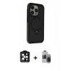 MARSİLYAN™- iPhone 15 Pro Max Kılıf Ahenk Yansıma Özel Seri - Siyah Vanessa Magic Hayalet Cam + PVD Metal Kamera Lens - TU