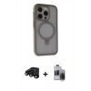MARSİLYAN™- iPhone 15 Pro Max Kılıf Ahenk Yansıma Özel Seri - Siyah Vanessa Magic Hayalet Cam + Raze Metal Kamera Lens - SH