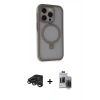 MARSİLYAN™- iPhone 15 Pro Max Kılıf Ahenk Yansıma Özel Seri - Siyah Vanessa Magic Hayalet Cam + Raze Metal Kamera Lens - TMGI