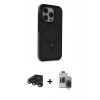 MARSİLYAN™- iPhone 15 Pro Max Kılıf Ahenk Yansıma Özel Seri - Siyah Vanessa Magic Hayalet Cam + Raze Metal Kamera Lens - TMGI
