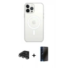 MARSİLYAN™- iPhone 15 Pro Max Kılıf Ahenk Yansıma Prime - Siyah 3D Antistatik Hayalet Cam Ekran Koruyucu + Raze Metal Kamera Lens - TMGI