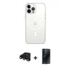 MARSİLYAN™- iPhone 15 Pro Max Kılıf Ahenk Yansıma Prime - Siyah 3D Antistatik Hayalet Cam Ekran Koruyucu + Raze Metal Kamera Lens - SH