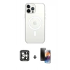 MARSİLYAN™- iPhone 15 Pro Max Kılıf Ahenk Yansıma Prime - Siyah 3D Antistatik Mat Seramik Nano Ekran Koruyucu + PVD Metal Kamera Lens - GI