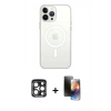 MARSİLYAN™- iPhone 15 Pro Max Kılıf Ahenk Yansıma Prime - Siyah 3D Antistatik Mat Seramik Nano Ekran Koruyucu + PVD Metal Kamera Lens - LT