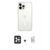 MARSİLYAN™- iPhone 15 Pro Max Kılıf Ahenk Yansıma Prime - Siyah Bilvis 0.18mm Plus Cam Ekran Koruyucu + PVD Metal Kamera Lens - SH