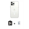 MARSİLYAN™- iPhone 15 Pro Max Kılıf Ahenk Yansıma Prime - Siyah Bilvis 0.18mm Plus Cam Ekran Koruyucu + Turuncu PVD Metal Kamera Lens