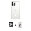 MARSİLYAN™- iPhone 15 Pro Max Kılıf Ahenk Yansıma Prime - Siyah Bilvis 3D Mat Cam Ekran Koruyucu + PVD Metal Kamera Lens - LT