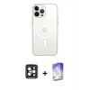 MARSİLYAN™- iPhone 15 Pro Max Kılıf Ahenk Yansıma Prime - Siyah Bilvis 5in1 3D Magic Cam Ekran Koruyucu + PVD Metal Kamera Lens - SH