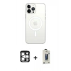 MARSİLYAN™- iPhone 15 Pro Max Kılıf Ahenk Yansıma Prime - Siyah Bilvis Hayalet Cam Ekran Koruyucu + PVD Metal Kamera Lens - GS