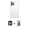MARSİLYAN™- iPhone 15 Pro Max Kılıf Ahenk Yansıma Prime - Siyah Bilvis Hayalet Cam Ekran Koruyucu + PVD Metal Kamera Lens - TU