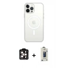 MARSİLYAN™- iPhone 15 Pro Max Kılıf Ahenk Yansıma Prime - Siyah Bilvis Hayalet Cam Ekran Koruyucu + PVD Metal Kamera Lens - TU