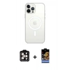 MARSİLYAN™- iPhone 15 Pro Max Kılıf Ahenk Yansıma Prime - Siyah Buffer Hayalet Cam Ekran Koruyucu + PVD Metal Kamera Lens - TU