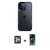 MARSİLYAN™- iPhone 15 Pro Max Kılıf Akış Çizgi Koleksiyonu - Şeffaf 360 Full Body Arka Koruyucu + PVD Metal Kamera Lens - GI