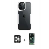 MARSİLYAN™- iPhone 15 Pro Max Kılıf Akış Çizgi Koleksiyonu - Şeffaf 360 Full Body Arka Koruyucu + PVD Metal Kamera Lens - GI