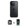 MARSİLYAN™- iPhone 15 Pro Max Kılıf Akış Çizgi Koleksiyonu - Şeffaf 360 Full Body Arka Koruyucu + PVD Metal Kamera Lens - TU