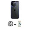 MARSİLYAN™- iPhone 15 Pro Max Kılıf Akış Çizgi Koleksiyonu - Şeffaf Pasifik Cam Ekran Koruyucu + PVD Metal Kamera Lens - GS