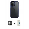 MARSİLYAN™- iPhone 15 Pro Max Kılıf Akış Çizgi Koleksiyonu - Şeffaf Pasifik Cam Ekran Koruyucu + PVD Metal Kamera Lens - GI