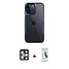 MARSİLYAN™- iPhone 15 Pro Max Kılıf Akış Çizgi Koleksiyonu - Şeffaf Pasifik Cam Ekran Koruyucu + PVD Metal Kamera Lens - LT
