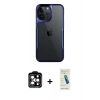 MARSİLYAN™- iPhone 15 Pro Max Kılıf Akış Çizgi Koleksiyonu - Şeffaf Pasifik Cam Ekran Koruyucu + PVD Metal Kamera Lens - TU