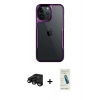 MARSİLYAN™- iPhone 15 Pro Max Kılıf Akış Çizgi Koleksiyonu - Şeffaf Pasifik Cam Ekran Koruyucu + Raze Metal Kamera Lens - SH