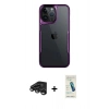 MARSİLYAN™- iPhone 15 Pro Max Kılıf Akış Çizgi Koleksiyonu - Şeffaf Pasifik Cam Ekran Koruyucu + Raze Metal Kamera Lens - TMGI