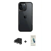MARSİLYAN™- iPhone 15 Pro Max Kılıf Akış Çizgi Koleksiyonu - Şeffaf Pasifik Cam Ekran Koruyucu + Raze Metal Kamera Lens - TMGI