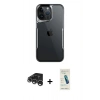 MARSİLYAN™- iPhone 15 Pro Max Kılıf Akış Çizgi Koleksiyonu - Şeffaf Pasifik Cam Ekran Koruyucu + Raze Metal Kamera Lens - GS