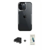 MARSİLYAN™- iPhone 15 Pro Max Kılıf Akış Çizgi Koleksiyonu - Şeffaf Pasifik Cam Ekran Koruyucu + Raze Metal Kamera Lens - TMGI