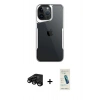 MARSİLYAN™- iPhone 15 Pro Max Kılıf Akış Çizgi Koleksiyonu - Şeffaf Pasifik Cam Ekran Koruyucu + Raze Metal Kamera Lens - SH