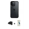 MARSİLYAN™- iPhone 15 Pro Max Kılıf Akış Çizgi Koleksiyonu - Şeffaf Pasifik Cam Ekran Koruyucu + Raze Metal Kamera Lens - SH