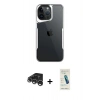 MARSİLYAN™- iPhone 15 Pro Max Kılıf Akış Çizgi Koleksiyonu - Şeffaf Pasifik Cam Ekran Koruyucu + Raze Metal Kamera Lens - GS