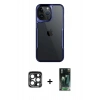 MARSİLYAN™- iPhone 15 Pro Max Kılıf Akış Çizgi Koleksiyonu - Siyah 360 Mat Full Body Arka Koruyucu + PVD Metal Kamera Lens - LT