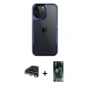 MARSİLYAN™- iPhone 15 Pro Max Kılıf Akış Çizgi Koleksiyonu - Siyah 360 Mat Full Body Arka Koruyucu + Raze Metal Kamera Lens - GS