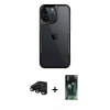 MARSİLYAN™- iPhone 15 Pro Max Kılıf Akış Çizgi Koleksiyonu - Siyah 360 Mat Full Body Arka Koruyucu + Raze Metal Kamera Lens - SH
