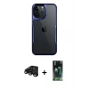 MARSİLYAN™- iPhone 15 Pro Max Kılıf Akış Çizgi Koleksiyonu - Siyah 360 Mat Full Body Arka Koruyucu + Raze Metal Kamera Lens - SH