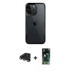 MARSİLYAN™- iPhone 15 Pro Max Kılıf Akış Çizgi Koleksiyonu - Siyah 360 Mat Full Body Arka Koruyucu + Raze Metal Kamera Lens - TMGI