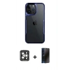 MARSİLYAN™- iPhone 15 Pro Max Kılıf Akış Çizgi Koleksiyonu - Siyah 3D Antistatik Hayalet Cam Ekran Koruyucu + PVD Metal Kamera Lens - GI