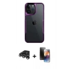 MARSİLYAN™- iPhone 15 Pro Max Kılıf Akış Çizgi Koleksiyonu - Siyah 3D Antistatik Mat Seramik Nano Ekran Koruyucu + Raze Metal Kamera Lens - GS