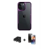 MARSİLYAN™- iPhone 15 Pro Max Kılıf Akış Çizgi Koleksiyonu - Siyah 3D Antistatik Mat Seramik Nano Ekran Koruyucu + Raze Metal Kamera Lens - TMGI